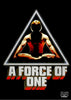 DVD cover for "A Force of One," featuring a muscular man meditating in a lotus position. The man is seen from the back, positioned within a glowing triangle. The title "A Force of One" is displayed in large silver and red text at the bottom.