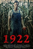 A man in blood-stained overalls stands in a cornfield, hands bloody and staring grimly ahead. The DVD cover of "1922 (2017)" hints at a dark tale—an ideal addition for collectors seeking rare movies on DVD.