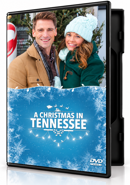 DVD cover for Christmas in Tennessee featuring a smiling couple in winter clothing against a snowy blue background.