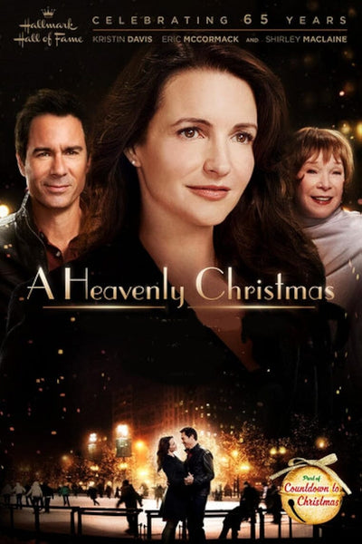 A Heavenly Christmas (2016) DVD: Heartwarming Hallmark movie starring Kristin Davis, Eric McCormack, and Shirley MacLaine. Their faces glow above an embracing couple in a warmly lit park on the cover.