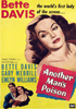 Poster for Another Man's Poison DVD (1951) featuring a dramatic portrait of a woman with bold makeup, vibrant yellow and pink backgrounds, and text highlighting Bette Davis along with co-stars Gary Merrill and Emlyn Williams—a striking addition to any collection of rare movies on DVD.