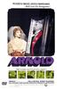 A bride in a wedding gown stands beside a framed portrait of a man in a coffin, with the text "Arnold is dead...and a newlywed." Movie title Arnold appears, accompanied by small images of green-tinted scenes that highlight the unique charm of this rare cult classic. Experience the twisted humor of this dark comedy with the Arnold DVD (1973).