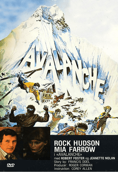 DVD cover for Avalanche DVD (1978), featuring a snowy mountain with the word AVALANCHE crashing down and people fleeing. Photos of two actors and movie credits are displayed at the bottom—perfect for fans of classic movies on DVD.