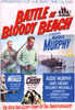 Battle at Bloody Beach DVD (1961) features a striking cover with bold red and blue text, images of armed soldiers, and a boat. It stars Audie Murphy, Gary Crosby, and Dolores Michaels. This is a must-have for collectors of rare war movies on DVD. Tagline: The Guts And Glory Story Of The Undefeatables!.