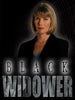 A woman with short blonde hair stands against a dark backdrop. “BLACK WIDOWER” is boldly displayed, capturing the suspenseful true crime vibe of the Black Widower (2006) DVD.