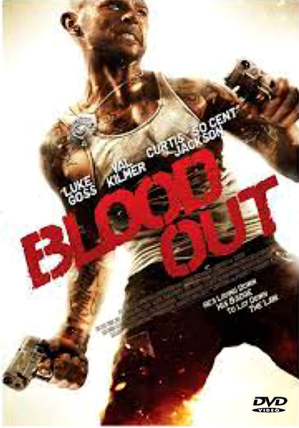 A muscular man in a white tank top grips two guns against a gritty, bright background on the Blood Out (2011) DVD cover. The film’s title appears in bold red letters across the image, evoking classic action movies. Actor names are featured above the title, and the official DVD logo is displayed in the corner. This eye-catching design makes Blood Out (2011) DVD an essential pick for collectors looking for hard-to-find movies.