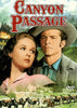 Movie poster for Canyon Passage (1946) DVD—a classic Western—featuring a woman and a man in Western attire, with horses and wagons below, and a burning building in the background. The DVD logo appears in the bottom right corner, making this an ideal collectible for fans of rare movies on DVD.