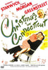 Christmas In Connecticut DVD (1945) cover featuring Barbara Stanwyck in a red dress laughing on a man’s lap, playful holiday romantic comedy graphics, and the film title in festive lettering with stars and actor headshots.