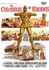 The Colossus of Rhodes DVD cover shows a giant golden statue, ancient ships, and dramatic figures; the title and cast are arranged around striking ancient Greece adventure artwork.