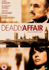 Movie poster for The Deadly Affair DVD (1966), featuring a man's face above, a woman's face below, and the London skyline with Big Ben in the center. Cast and credits are displayed at the top and along the left side—an evocative design ideal for collectors of classic movies or anyone looking for an unforgettable spy thriller on DVD.