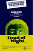 DVD cover for Dead of Night (1974) shows a blue-toned face with wide eyes on a yellow background. Text urges viewers not to miss the suspenseful start—an essential find for collectors of rare classic movies.