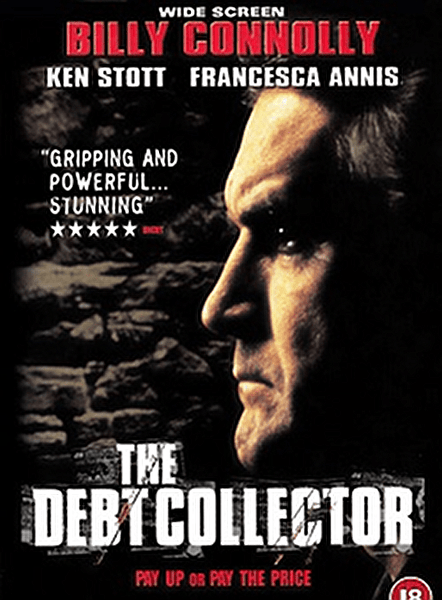 DVD cover for The Debt Collector DVD (1999), showcasing a man's intense side profile, bold white title lettering, featured cast names, an acclaimed review quote, and the tagline: Pay Up or Pay the Price. This moody and striking design underscores why The Debt Collector DVD (1999) is a highly sought-after crime thriller—a must-own for collectors of rare films on DVD.