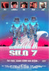 Three individuals in hazmat suits stand on a vividly colored, otherworldly landscape beneath a star-filled sky, capturing the suspenseful aftermath of the Damascus ICBM disaster. Above them are actor headshots. The title displays: Disaster at Silo 7 DVD (1988) with the tagline, “The final count-down has begun…”.