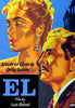Vintage movie poster for Él, a classic Spanish film, featuring illustrated profiles of a woman and a man. Text includes Arturo de Córdova, Delia Garcés, and Film by Luis Buñuel against a blue and yellow background. Now available as Él DVD (1953) with English subtitles.