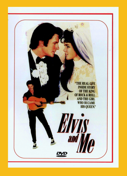 Elvis and Me DVD (1988): Features a striking cover with a man in a tuxedo and a woman in a wedding dress smiling at each other, plus an inset of the man playing guitar. Includes visible text and DVD logo—an ideal addition to any classic movie collection.
