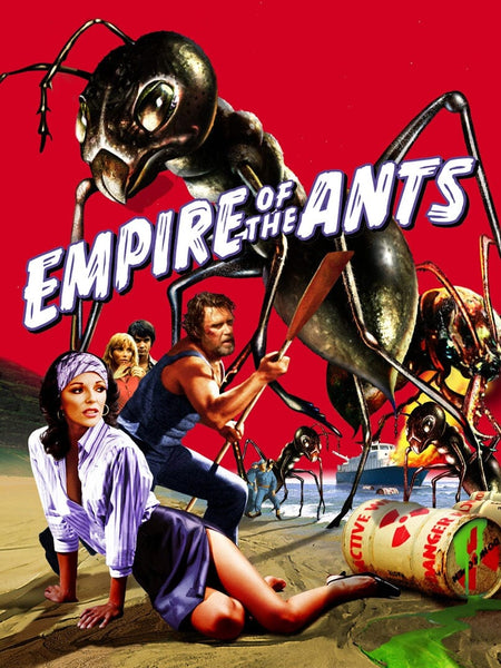 The Empire of the Ants (1977) DVD features a dramatic movie poster with giant ants attacking, a frightened woman in front, and bold red background—ideal for classic sci-fi horror collectors.