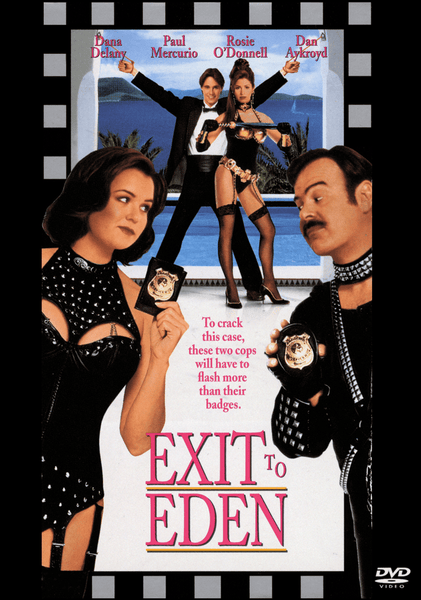 Add a fresh description using the product name and details: The Exit to Eden DVD (1994) features an eye-catching cover with four characters clad in lingerie and police badges, accompanied by the playful tagline: “To crack this case, these two cops will have to flash more than their badges.” Perfect for collectors of rare films on DVD, this NTSC Region ALL release brings the cult classic Exit to Eden (1994) right to your shelf.