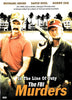 Two men with guns stand before palm trees and city buildings in this gripping true-crime drama. Above them are the names Michael Gross, David Soul, and Ronny Cox. The title below, "In the Line of Duty: The FBI Murders DVD (1988)," highlights the intensity of a violent shootout reenacted in this acclaimed FBI crime story.