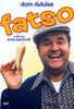 A smiling man in a cap holds a hot dog. The text reads “Dom DeLuise Fatso: A Film by Anne Bancroft.” Set against a plain white background with bold yellow and red letters for the title, this cover is ideal for those searching for rare finds like the Fatso DVD (1980) or looking to add classic movies to their DVD collection.