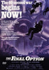 The DVD cover for The Final Option DVD (1982) features a dramatic night-time scene of a SWAT team rappelling over a city skyline, highlighted by helicopters and spotlights in the background. Text referencing a 60 second war appears alongside the bold tagline: "The Final Option." Capturing the intense style of SAS operative action films, this action thriller DVD promises an unmissable adrenaline ride.
