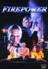 Movie poster for Firepower (1993) DVD featuring two men with guns—one seated shirtless amidst flames—with police cars and smoke in the background. This striking artwork highlights a hard-to-find film that classic movie collectors look for on DVD; the DVD logo appears in the bottom right corner.