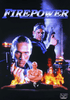 Movie poster for Firepower (1993) DVD: Two serious men with guns stand back-to-back, with police cars and smoke in the background. A shirtless man sits cross-legged amid flames at the bottom. Ideal for collectors of rare movies on DVD, this striking artwork features a DVD Video logo in the corner.