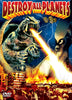 Gamera the Flying Turtle unleashes a laser from its mouth at the monstrous Viras, igniting city buildings as terrified crowds scramble to escape. At the top, bold text reads DESTROY ALL PLANETS, capturing the excitement of the 1968 Gamera vs Viras aka Destroy All Planets DVD.