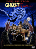 Ghost Fever DVD (1987) cover features terrified men in trench coats, a spooky haunted house, bats, and a creepy blue ghost, along with the tagline: “…A contagious comedy for the whole family!” This rare DVD is ideal for classic movie collectors and anyone who enjoys a fun haunted mansion film.