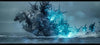 A giant, reptilian monster with glowing blue spikes rises from the sea—just like in Godzilla Minus One (2023) DVD, thrilling fans of legendary creatures and classic monster movies.