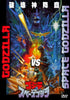 The vibrant DVD cover for Godzilla vs SpaceGodzilla DVD (1994) features Godzilla clashing with SpaceGodzilla amid city ruins, with both Japanese and English titles displayed. Explosions, lightning, and spaceships add dynamic energy to the background of this rare movie release on DVD.