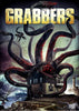 A massive tentacled sea creature menaces a house on a storm-lashed Irish coast in the cover art for Grabbers (2012) DVD, recalling classic monster movies. The title “GRABBERS” is boldly displayed at the top in large gold lettering, while a shipwreck and lighthouse in the background nod to the film’s Irish setting and its blend of sci-fi horror, comedy, and thrilling alien invasion themes.