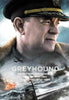 A man in a naval uniform looks ahead as warships and planes battle amid explosions and smoke at sea. The text reads: “Greyhound. The only thing more dangerous than the front lines was the fight to get there.” Experience this gripping World War II movie—now available on Greyhound (2000) DVD.