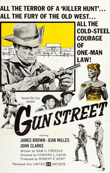 The Gun Street (1961) DVD movie poster features a determined cowboy aiming his revolver, a woman in frontier dress, and scenes of a posse and western town, with bold text underscoring danger and courage in this classic Western.
