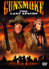 DVD cover for Gunsmoke The Last Apache (1990) DVD, featuring James Arness as a cowboy with a shotgun alongside a man in a headband, with riders and teepees silhouetted against the sunset—an essential addition for collectors of rare movies on DVD.