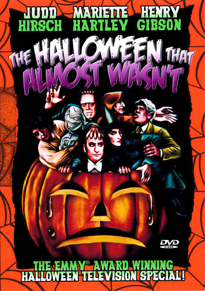 DVD cover for The Halloween That Almost Wasn’t DVD (1979), a rare and hard-to-find Halloween movie, featuring classic monsters—including a mummy, witch, Dracula, Frankenstein, and a werewolf—emerging from a large jack-o-lantern set against a spooky background.