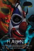The Haunt (2019) DVD cover features a sinister clown mask flanked by two eerie masks, with "Some monsters are real" above and the film's title and credits below, all set against a dark, mysterious backdrop.