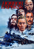 The painted poster for Horror Express (1972) DVD shows a steam train racing through snow, with five ominous faces above—including a bald figure and one with glowing red eyes. The red title appears at the top.