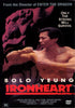A shirtless martial artist stands with a raised fist before a striking red dragon mural. Text reads: Ironheart DVD (1992) starring Bolo Yeung. Only the strong will survive. From the Director of Enter the Dragon. A must-own for collectors of rare classic movies on DVD and fans of action thrillers alike.