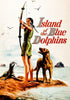 A young girl in green stands on a rocky shore with her dog and a seal, bow in hand, as seagulls soar above distant islands. Island of the Blue Dolphins (1964) DVD is perfect for fans of classic movies.