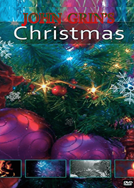 DVD cover for John Grin's Christmas DVD (1986) features a decorated Christmas tree with ornaments, lights, and snowflakes. Three small scene images appear along the bottom edge. This festive edition stars Robert Guillaume in a memorable adaptation inspired by classic versions of A Christmas Carol.