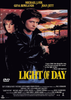 Movie poster for “Light of Day” featuring Michael J. Fox and rock legend Joan Jett standing together against a dramatic sunset, with silhouettes of people and guitars in the background. The title and credits appear at the bottom—a must-have addition to any rare movies on DVD collection or for anyone searching for the 1987 classic Light of Day DVD starring Joan Jett.