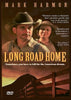 DVD cover for Long Road Home DVD (1991) features a man in a cowboy hat with a woman standing behind him, set against a sunset background with fences and mountains, along with review quotes. A must-have for Mark Harmon fans, this classic 1991 film on DVD captures the spirit of the American West.