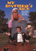 A woman in a pink dress leans on a gravestone while a man in a tuxedo, holding flowers, sits up from a grave with a smile. The text reads: My Boyfriend's Back DVD (1993). The comedy that proves true love never dies—a must-have for collectors of hard to find movies or anyone searching for rare movies on DVD.