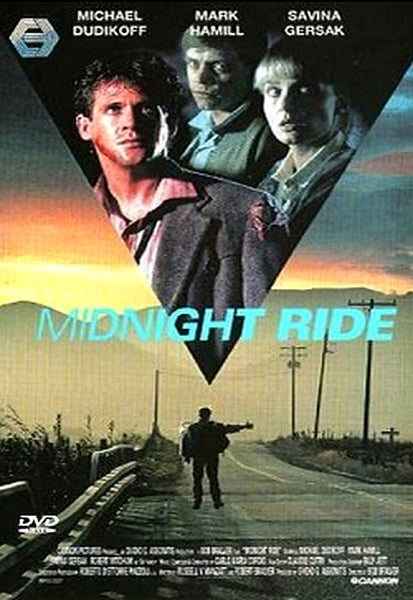 Bring home the Midnight Ride DVD (1990)—the cover showcases three intense faces above a dusky road, with a lone figure walking away in the distance. The bold blue title stands out, making this an essential addition for classic movie enthusiasts and rare DVD collectors alike.