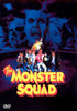 Poster for The Monster Squad (1987) DVD features five kids striking poses in front of iconic classic monster faces, set against striking blue and purple hues. Bold yellow and red title text stands out prominently, making it ideal for collectors and fans of rare, hard-to-find movies. The official DVD logo is displayed in the bottom left corner.