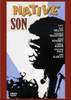 Native Son DVD (1986) cover, featuring a striking red background with an illustrated side profile of a man in shadow. The cast list includes Matt Dillon, Elizabeth McGovern, Oprah Winfrey, and others from this compelling story set in 1940s Chicago. A must-have for collectors of classic movies on DVD and those searching for rare or hard-to-find films.