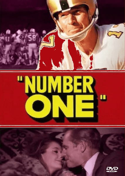A football player in uniform, bold yellow “Number One” text, and a close embrace between a man and woman embody the spirit of this classic sports drama. The DVD logo in the corner highlights the iconic Number One (1969) DVD starring Charlton Heston.