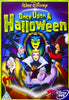 DVD cover for Once Upon A Halloween DVD (2005), a Disney Halloween release featuring iconic villains such as the Evil Queen, Ursula, Captain Hook, and more. Presented with a green and purple background and glowing yellow text, this rare 2005 DVD is essential for fans of villainous adventures and classic Disney movies on DVD.