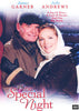 An older couple in winter coats and gloves stands close, smiling as snow falls around them. The title “One Special Night” appears at the bottom, with the actors’ names James Garner and Julie Andrews listed at the top. The One Special Night DVD (1999) is a heartwarming Thanksgiving holiday movie that makes a touching addition to any classic DVD collection.