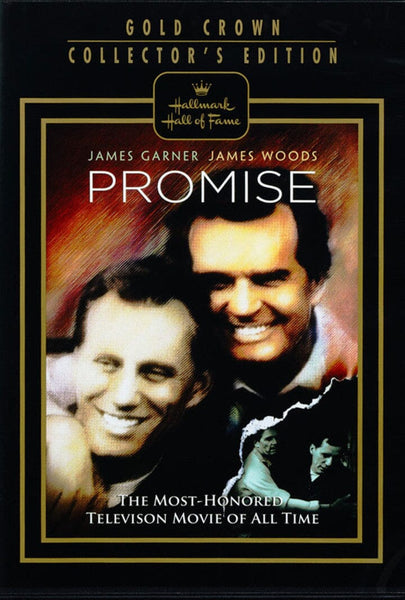 Promise (1986) DVD cover features James Garner and James Woods smiling, with the tagline "The Most-Honored Television Movie of All Time" on a black and gold background—a Hallmark Hall of Fame classic.